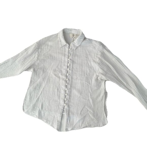 UO Urban Outfitters Gauze Cotton Button-Down Muslin White Shirt Womens Small - Picture 1 of 9